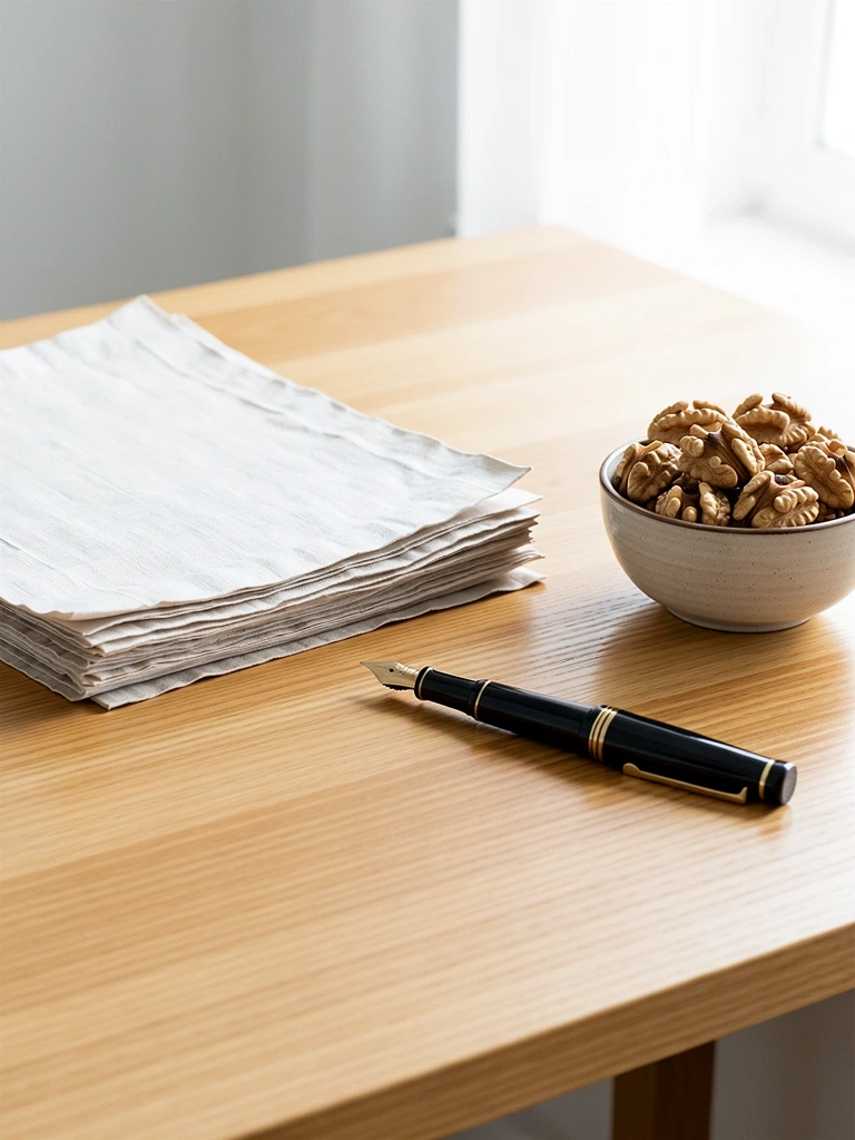 Editorial desk with natural elements